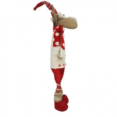 Renna Natalizia in Piedi 2 Colori Bianca/Rossa H.63 cm