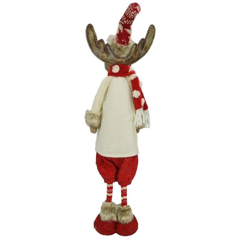 Renna Natalizia in Piedi 2 Colori Bianca/Rossa H.63 cm