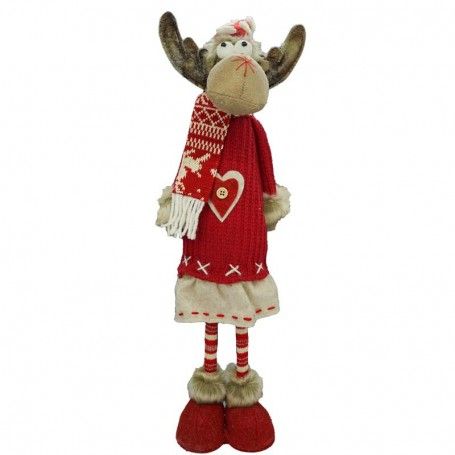 Renna Natalizia in Piedi 2 Colori Bianca/Rossa H.63 cm
