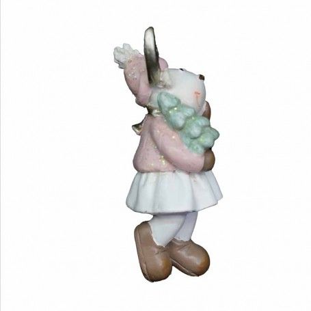 Renna Natalizia con Abito Rosa e Grigio H.6,5 cm