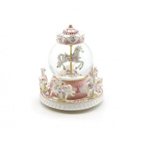 Giostrina di cavalli con sfera neve e musica