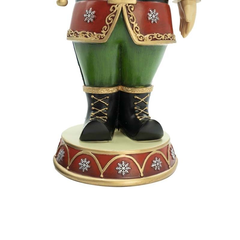 Schiaccianoci Natalizio in Resina e Acrilico con Albero e Treno in Movimento e Luci Led H.35 cm