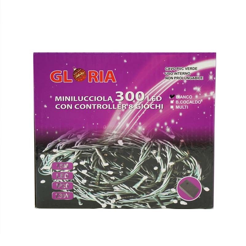 Minilucciole 300 Luci Led Bianco Freddo con Controller 8 Giochi 15 metri Uso Interno