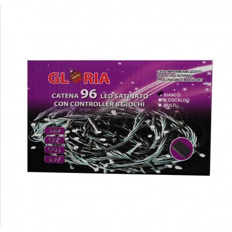Catena con 96 Luci Led Bianco Satinato, Controller 8 Giochi, 10 metri Uso Esterno