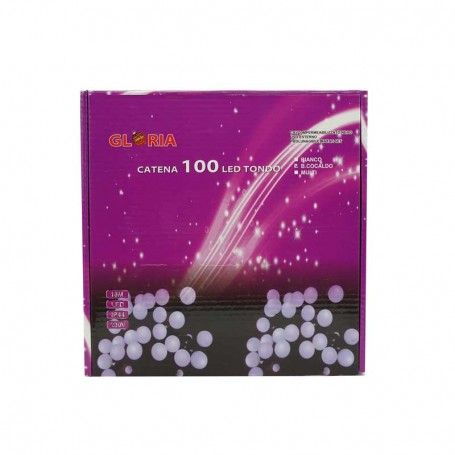 Catena con 100 Luci Led Tonde Bianco Caldo, Uso Esterno, 10 metri, Connettibile