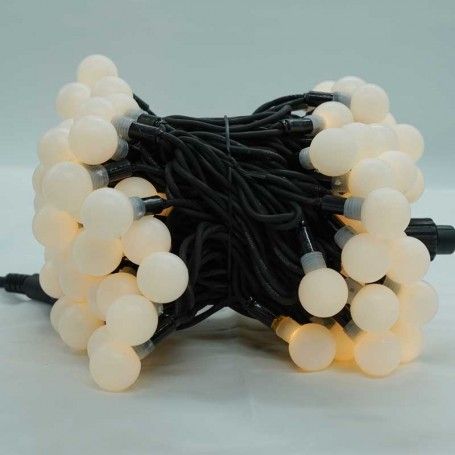 Catena con 100 Luci Led Tonde Bianco Caldo, Uso Esterno, 10 metri, Connettibile
