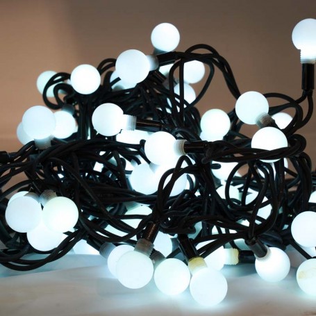 Catena con 100 Luci Led Tonde Bianco Freddo, Uso Esterno, 10 metri, Connettibile