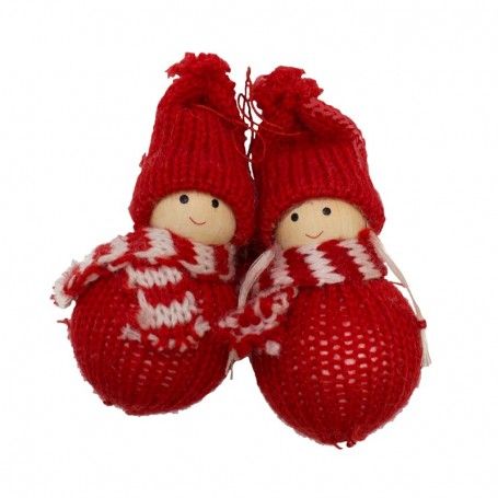 Box con Bimbo e Bimba Rosso H.10 cm