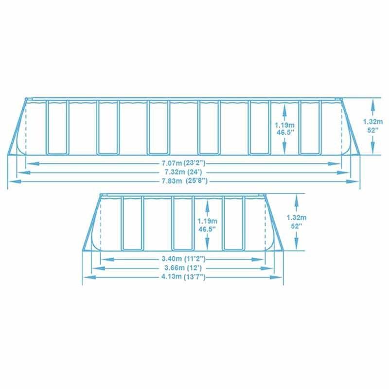 Piscina Power Steel Rettangolare 732x366x132 cm - Bestway 56475