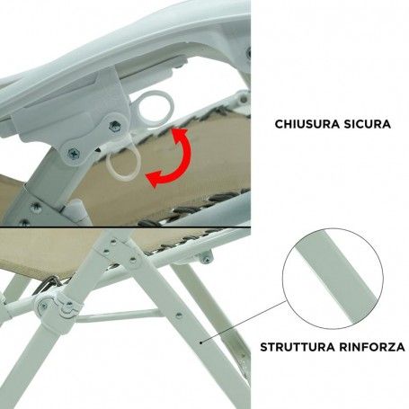 Poltrona Relax in Acciaio Bianca e Tortora Ariel