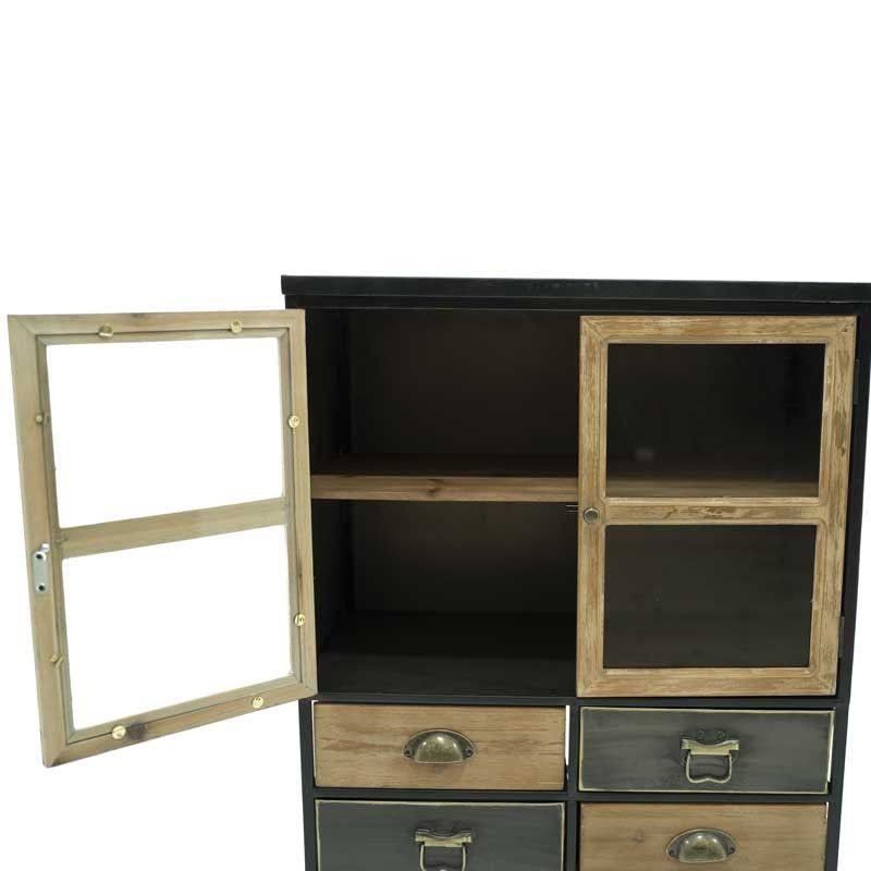 Vetrinetta Stile Industrial con Ruote H.110 cm