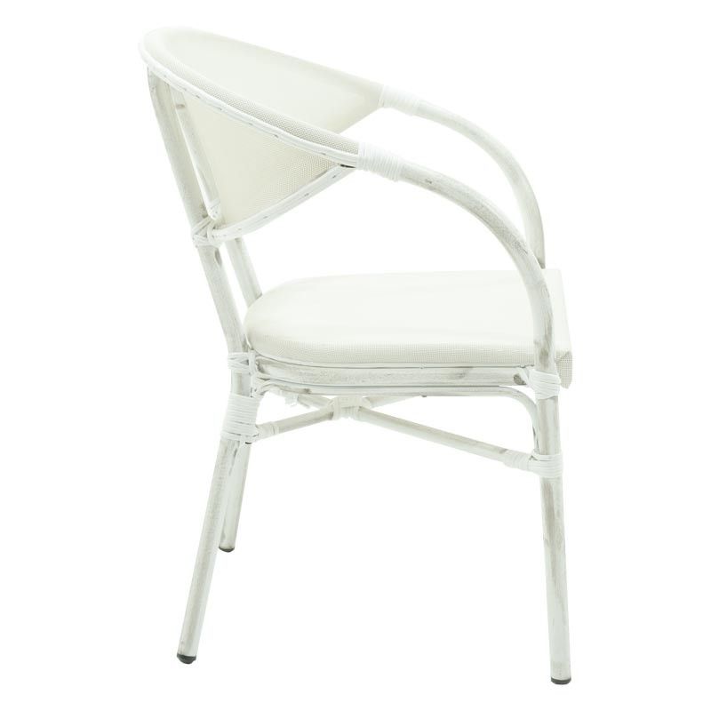 Poltrona in Alluminio e Bamboo Bianco