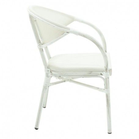 Poltrona in Alluminio e Bamboo Bianco