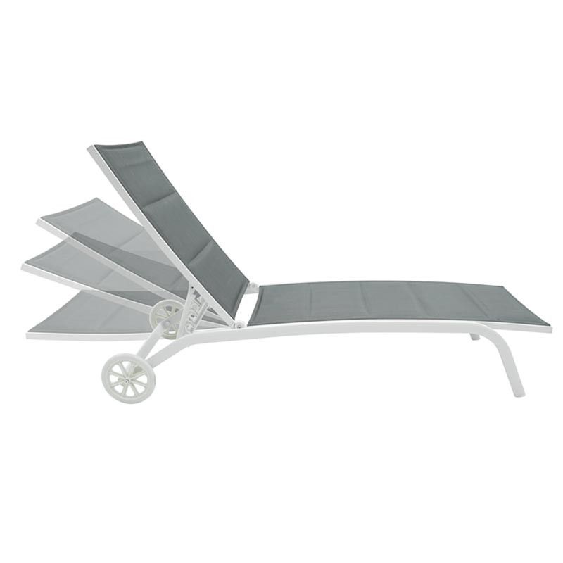 Lettino Prendisole da Giardino, Imbottito e in Alluminio Grigio | Milk