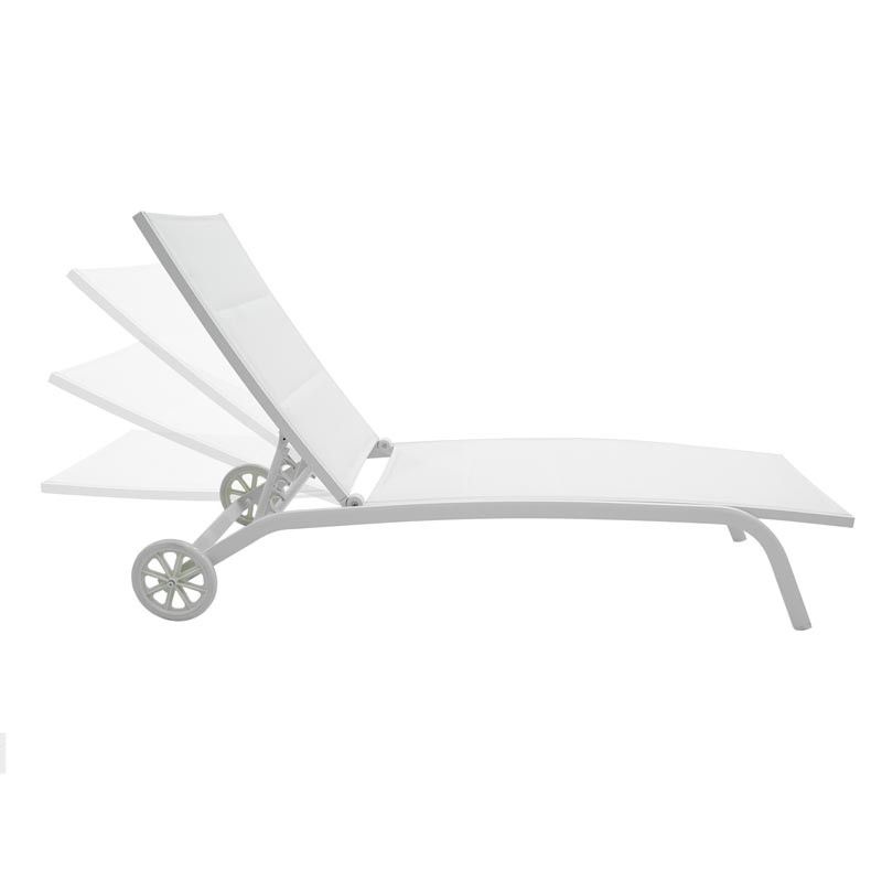 Lettino Prendisole da Giardino, Imbottito e in Alluminio Bianco | Milk