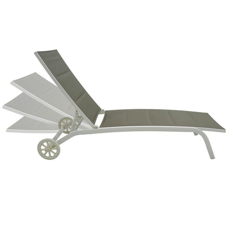 Lettino Prendisole da Giardino, Imbottito e in Alluminio Tortora |  Milk