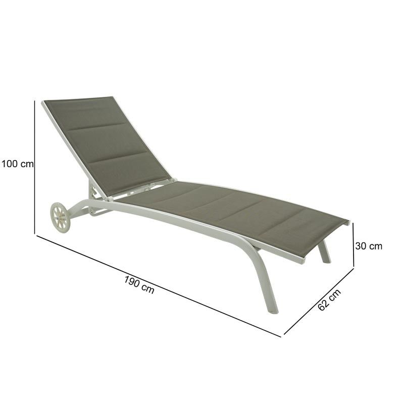 Lettino Prendisole da Giardino, Imbottito e in Alluminio Tortora |  Milk