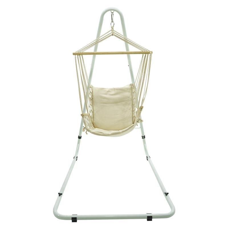 Poltrona Sospesa in Cotone Bianco da Giardino con Supporto