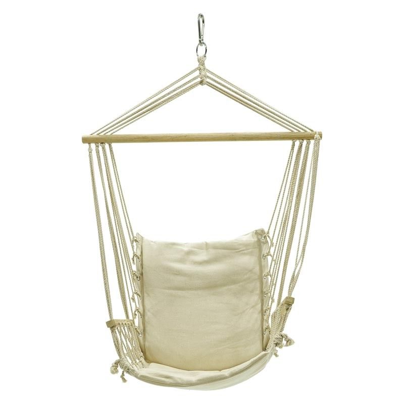 Poltrona Sospesa in Cotone Bianco da Giardino con Supporto