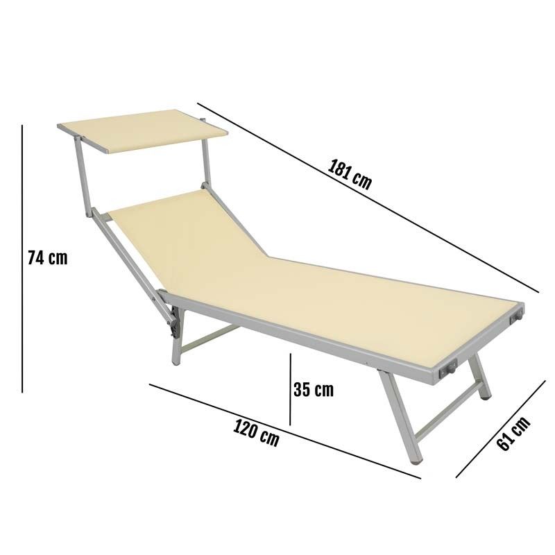 Lettino Prendisole da Giardino Ecrù