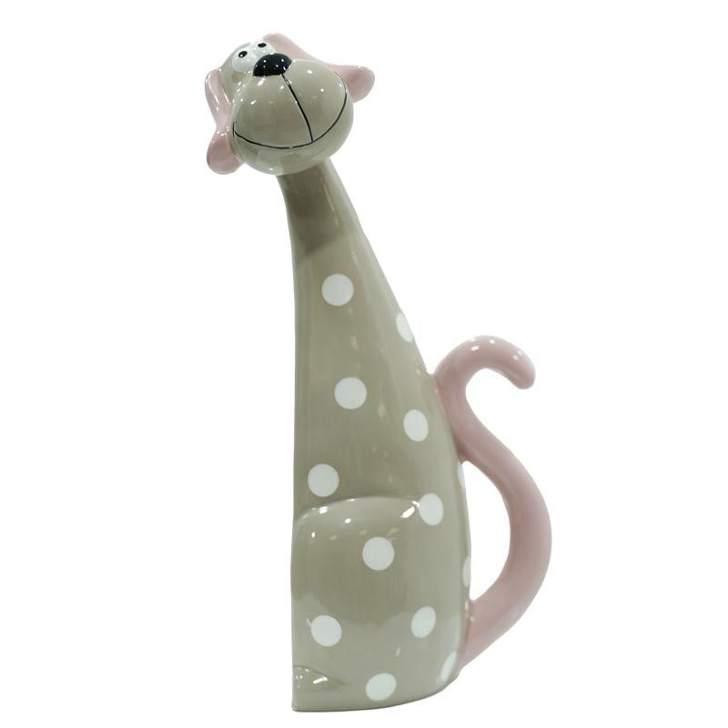 Coppia di Cagnolini Rosa e Grigio in Ceramica H.31,8 cm