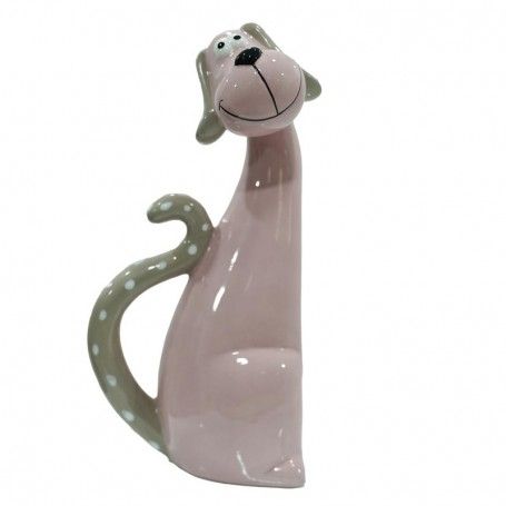 Coppia di Cagnolini Rosa e Grigio in Ceramica H.31,8 cm