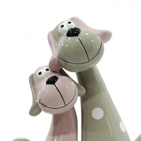 Coppia di Cagnolini Rosa e Grigio in Ceramica H.31,8 cm