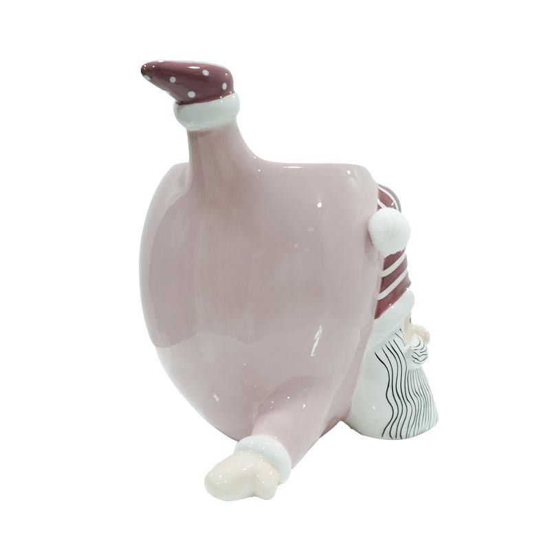 Vaso Babbo Natale Rosa in Ceramica H.20 cm