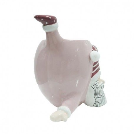 Vaso Babbo Natale Rosa in Ceramica H.20 cm