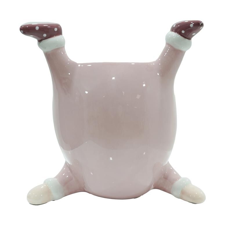 Vaso Babbo Natale Rosa in Ceramica H.20 cm