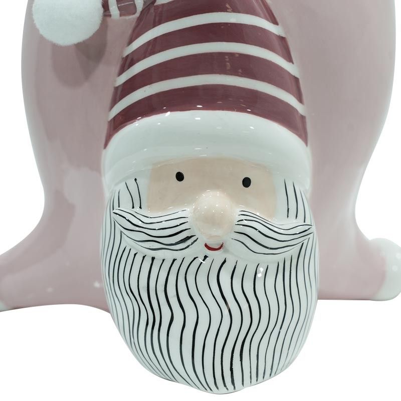 Vaso Babbo Natale Rosa in Ceramica H.20 cm