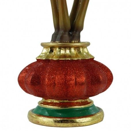 Renna Natalizia con Corna Oro su Piedistallo in Resina H.53,2 cm