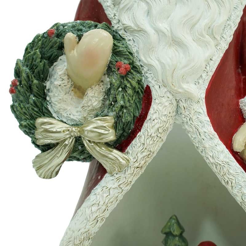 Babbo Natale con Scena Natalizia Interna e Luci Led H. 24,5 cm