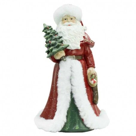 Babbo Natale con Abito Bordeaux e Alberello H.23 cm