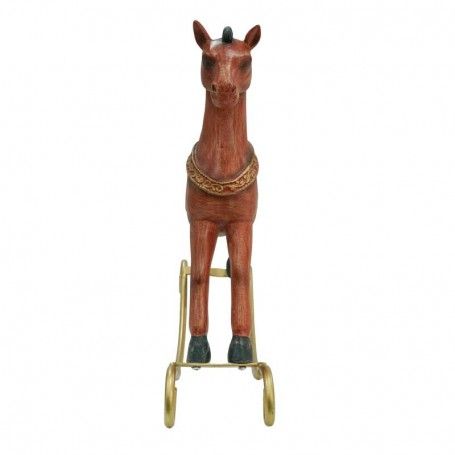 Cavallo a dondolo legno verde acqua marrone cm38x8h33,5