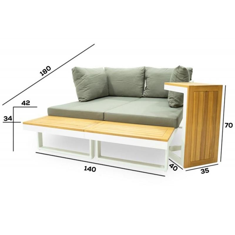 Set Divano Modulare in Alluminio Dafne White