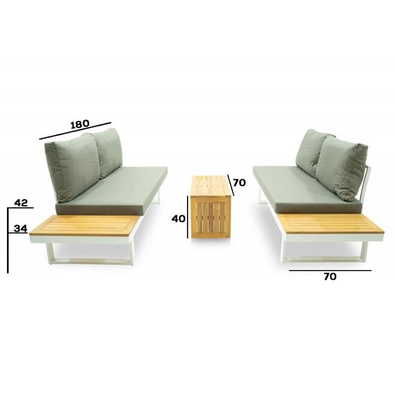 Set Divano Modulare in Alluminio Dafne White