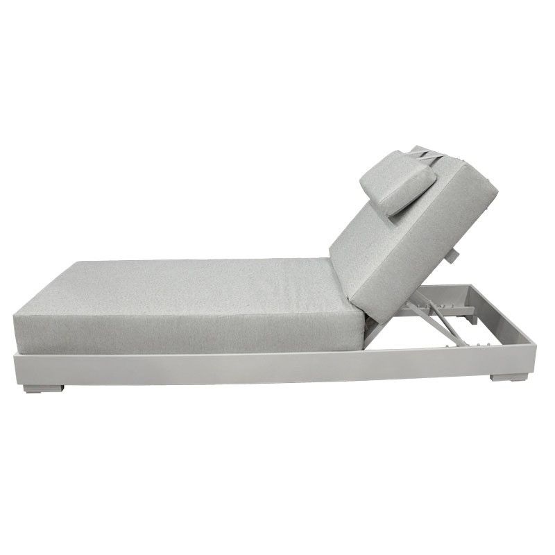 Lettino Prendisole da Giardino in Alluminio Bianco e Grigio Delfi