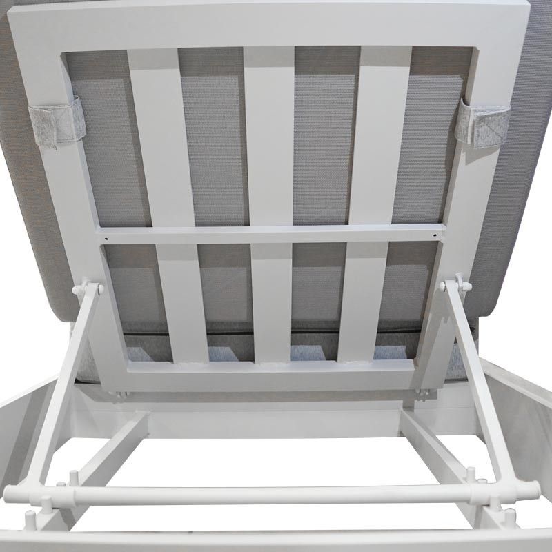 Lettino Prendisole da Giardino in Alluminio Bianco e Grigio Delfi