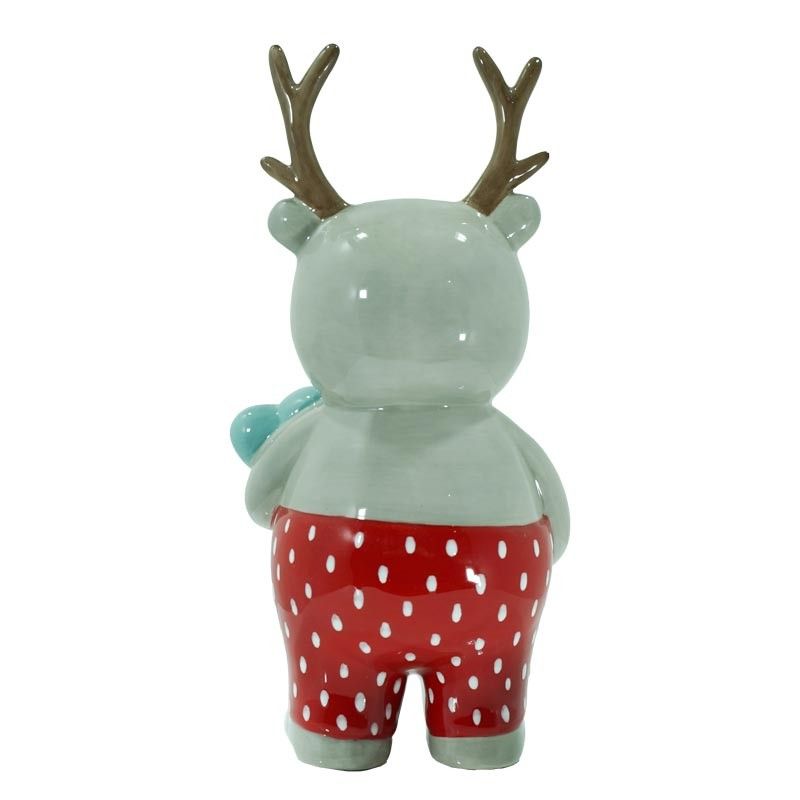 Orso in Ceramica Grigio con Corna H.23 cm