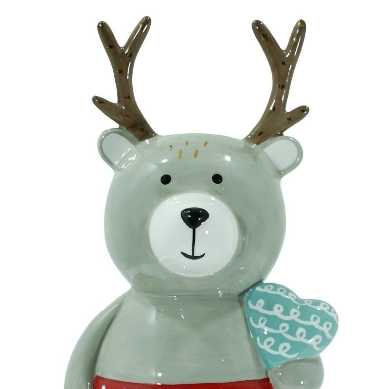Orso in Ceramica Grigio con Corna H.23 cm