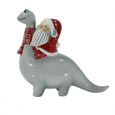 Babbo Natale con Dinosauro in Ceramica 2 Misure