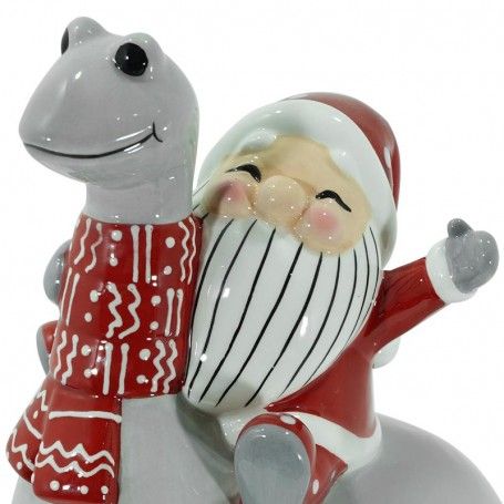Babbo Natale con Dinosauro in Ceramica 2 Misure