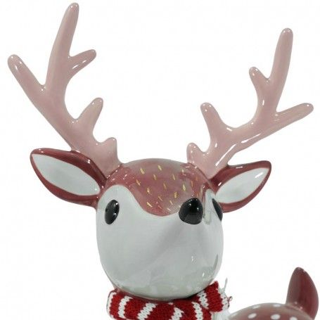 Renna Natalizia Seduta in Ceramica Porpora H.26 cm