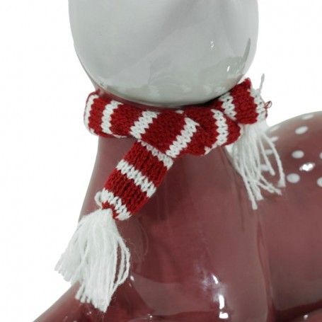 Renna Natalizia Seduta in Ceramica Porpora H.26 cm