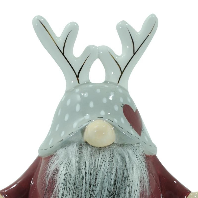 Gnomo Natalizio con Corna in Ceramica H.21 cm