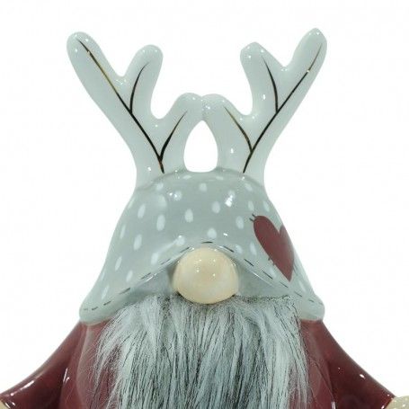 Gnomo Natalizio con Corna in Ceramica H.21 cm