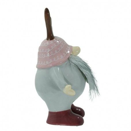 Gnomo Natalizio con Corna in Ceramica H.26 cm