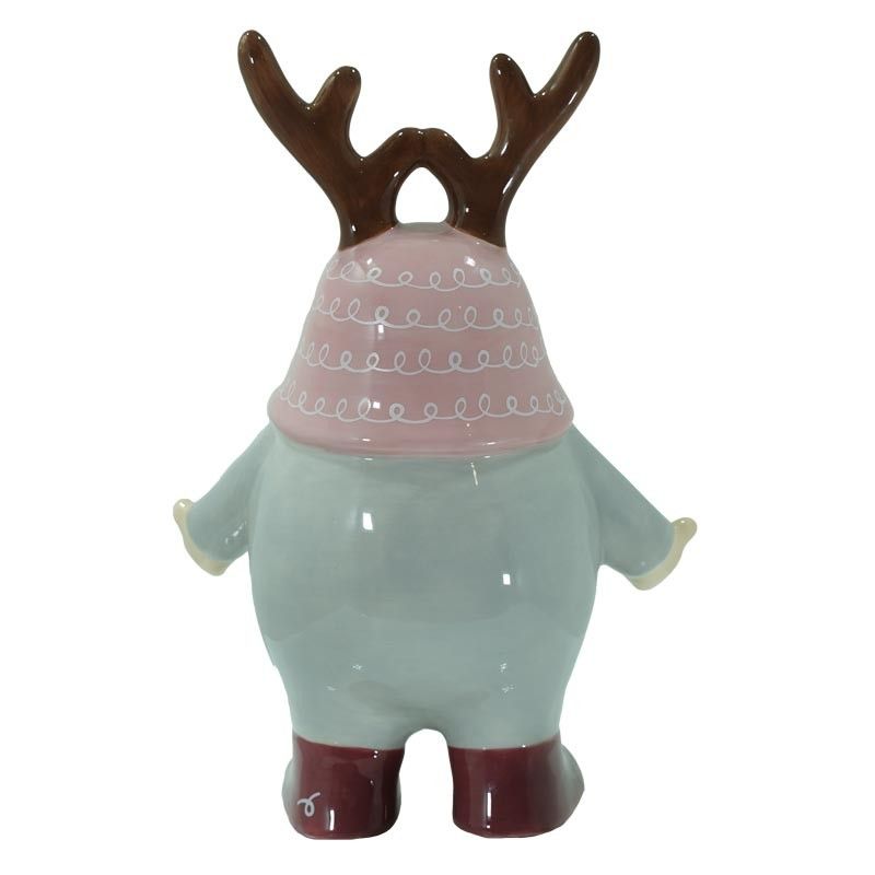 Gnomo Natalizio con Corna in Ceramica H.26 cm