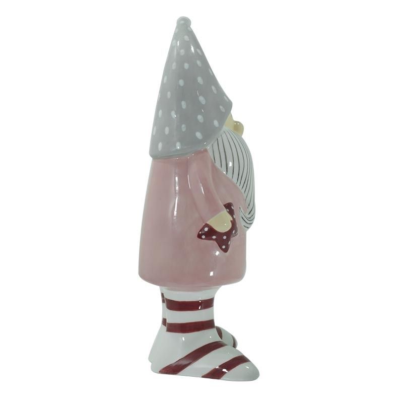 Gnomo Natalizio con Cappello in Ceramica H.31 cm